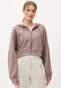 adidas Originals bluza Essential femei, culoarea maro, cu gluga, neted, JN7846 imagine