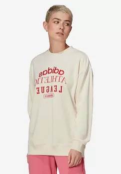 adidas Originals bluza femei, culoarea bej, cu imprimeu HL0048-cream imagine