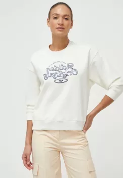 adidas Originals bluza femei, culoarea bej, cu imprimeu, IR7474 imagine