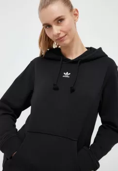 adidas Originals bluza femei, culoarea negru, cu gluga, neted imagine