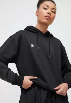 adidas Originals bluza femei, culoarea negru, cu gluga, neted imagine