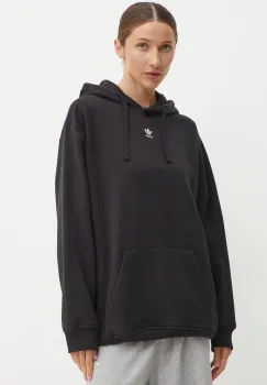 adidas Originals bluza femei, culoarea negru, cu gluga, neted, IY7344 imagine