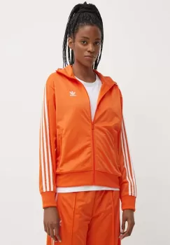 adidas Originals bluza femei, culoarea portocaliu, cu imprimeu, IP0610 imagine