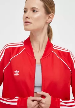 adidas Originals bluza femei, culoarea rosu, cu imprimeu imagine