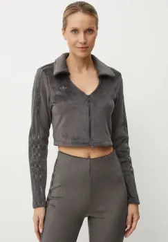 adidas Originals bluza Femme Galore Rib Cardigan femei, culoarea gri, cu imprimeu, JN3019 imagine