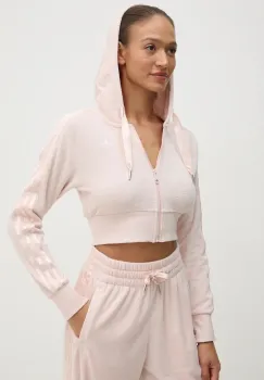 adidas Originals bluza Femme Galore Short Fulzip Hoodie femei, culoarea roz, cu gluga, cu imprimeu, JN3005 imagine