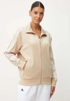 adidas Originals bluza Firebird femei, culoarea bej, cu imprimeu, IZ2758 imagine