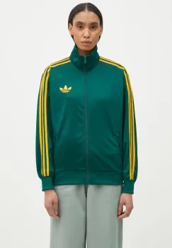 adidas Originals bluza Firebird femei, culoarea verde, cu imprimeu, JP2299 imagine