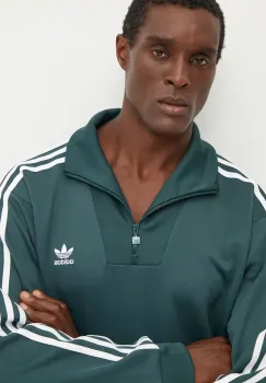 adidas Originals bluza Funnelneck Tracktop barbati, culoarea verde, cu imprimeu, IZ2502 imagine