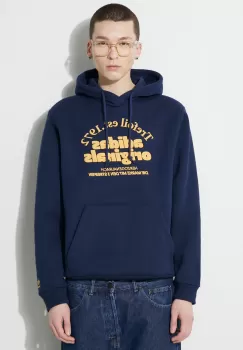 adidas Originals bluza GRF Hoodie barbati, culoarea albastru marin, cu gluga, cu imprimeu, IS1419 imagine