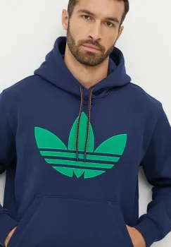 adidas Originals bluza Hooded Sweat barbati, culoarea albastru marin, cu gluga, cu imprimeu, JN5968 imagine