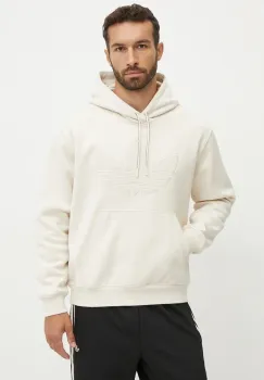 adidas Originals bluza Hooded Sweat barbati, culoarea bej, cu gluga, cu imprimeu, JN5969 imagine