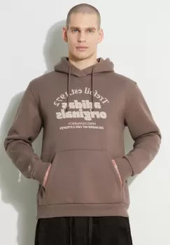 adidas Originals bluza Hoodie barbati, culoarea maro, cu gluga, cu imprimeu, IU0218 imagine
