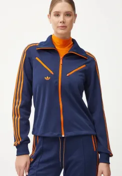 adidas Originals bluza Montreal Tracktop femei, culoarea bleumarin, cu imprimeu, JL9630 imagine