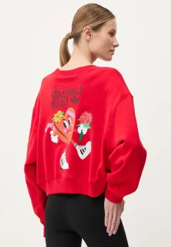 adidas Originals bluza Nelson femei, culoarea rosu, neted, JN6974 imagine