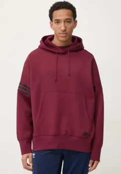 adidas Originals bluza Neuclassics barbati, culoarea bordo, cu gluga, cu imprimeu, JC9936 imagine
