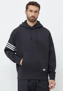 adidas Originals bluza Neuclassics C Hoodie barbati, culoarea negru, cu gluga, cu imprimeu, IW0975 imagine