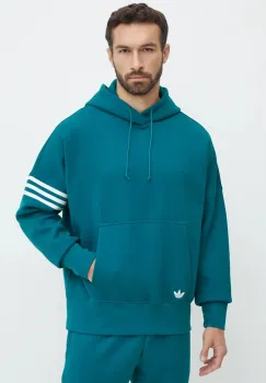 adidas Originals bluza Neuclassics C Hoodie barbati, culoarea verde, cu gluga, cu imprimeu, JF9140 imagine