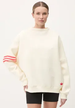 adidas Originals bluza Neuclassics femei, culoarea bej, cu imprimeu, JI8522 imagine