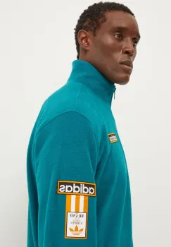 adidas Originals bluza Polarfleece Adibreak Tracktop barbati, culoarea verde, cu imprimeu, IW5815 imagine