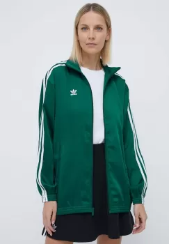 adidas Originals bluza Track top femei, culoarea turcoaz, cu imprimeu, IP0699 imagine