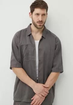 adidas Originals camasa barbati, culoarea gri, relaxed, IT7439 imagine