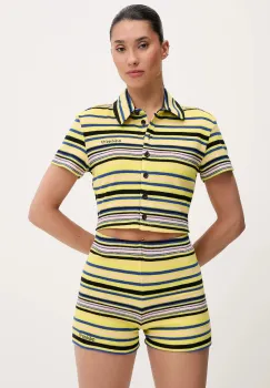 adidas Originals camasa Towel S Tee culoarea galben, cu guler clasic, slim, JC5333 imagine