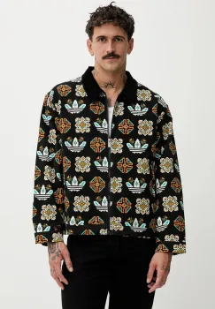 adidas Originals geaca din velur Monogram culoarea negru, de tranzitie, JY2998 imagine
