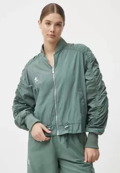 adidas Originals geaca femei, culoarea verde, de tranzitie, IY3421 imagine