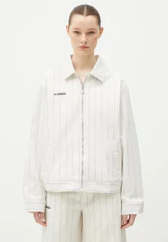 adidas Originals geaca Pinstripe H Jacket culoarea bej, de tranzitie, JJ3476 imagine