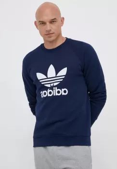 adidas Originals hanorac de bumbac barbati, culoarea albastru marin, cu imprimeu imagine