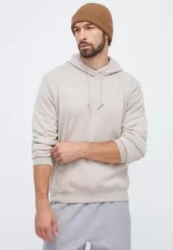 adidas Originals hanorac de bumbac barbati, culoarea bej, cu gluga, cu imprimeu imagine