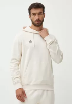adidas Originals hanorac de bumbac barbati, culoarea bej, cu gluga, cu imprimeu, IX7669 imagine