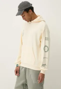 adidas Originals hanorac de bumbac barbati, culoarea bej, cu gluga, cu imprimeu, JJ4038 imagine