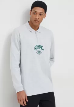 adidas Originals hanorac de bumbac barbati, culoarea gri, cu imprimeu imagine