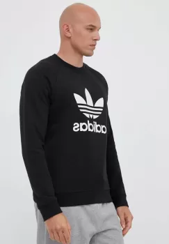 adidas Originals hanorac de bumbac barbati, culoarea negru, cu imprimeu imagine