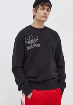 adidas Originals hanorac de bumbac barbati, culoarea negru, cu imprimeu imagine