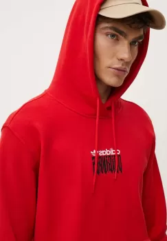 adidas Originals hanorac de bumbac barbati, culoarea rosu, cu gluga, cu imprimeu, IZ4835 imagine