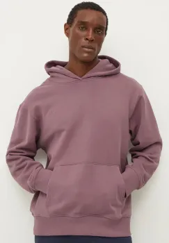 adidas Originals hanorac de bumbac barbati, culoarea roz, cu gluga, neted, IX9809 imagine