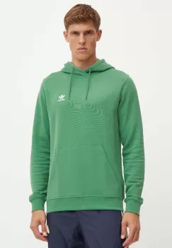 adidas Originals hanorac de bumbac barbati, culoarea verde, cu gluga, neted, IX7671 imagine