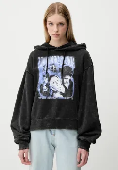 adidas Originals hanorac de bumbac Buffy Hoodie culoarea negru, cu gluga, cu imprimeu, JW0155 imagine