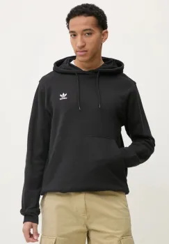 adidas Originals hanorac de bumbac Essential barbati, culoarea negru, cu gluga, uni, JD2404 imagine