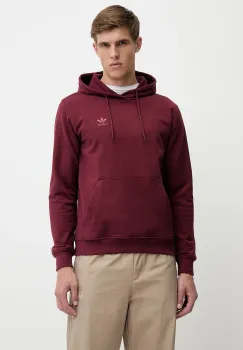 adidas Originals hanorac de bumbac Essential culoarea bordo, cu gluga, uni, JD2409 imagine