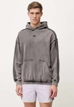 adidas Originals hanorac de bumbac Essential culoarea gri, cu gluga, neted, JD0245 imagine