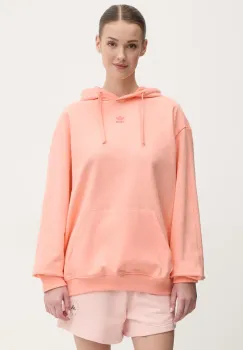 adidas Originals hanorac de bumbac Essential femei, culoarea portocaliu, cu gluga, neted, JJ3499 imagine