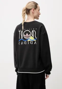 adidas Originals hanorac de bumbac Graphic Sweat femei, culoarea negru, cu imprimeu, JD1810 imagine