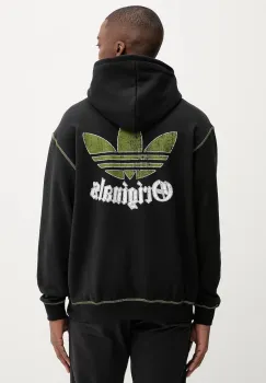 adidas Originals hanorac de bumbac Grfx Hoodie culoarea negru, cu gluga, uni, JY2730 imagine