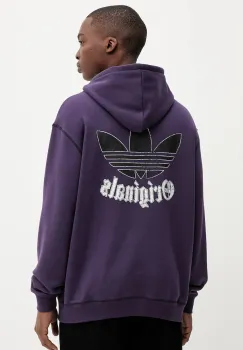 adidas Originals hanorac de bumbac Grfx Hoodie culoarea violet, cu gluga, uni, JY2729 imagine