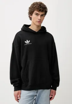 adidas Originals hanorac de bumbac Intercon culoarea negru, cu gluga, cu imprimeu, JW8615 imagine