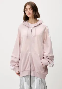 adidas Originals hanorac de bumbac Oversized Hoodie culoarea roz, cu gluga, cu imprimeu, KE9804 imagine